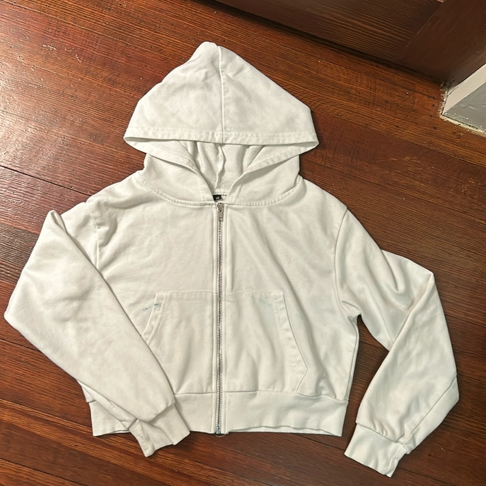 White Cropped Hoodie